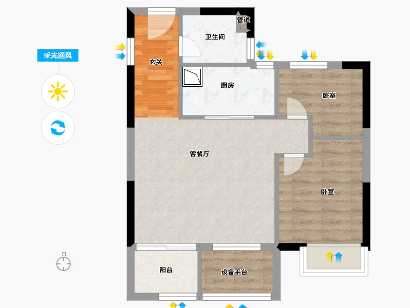 浙江省-湖州市-海湾新城-55.48-户型库-采光通风