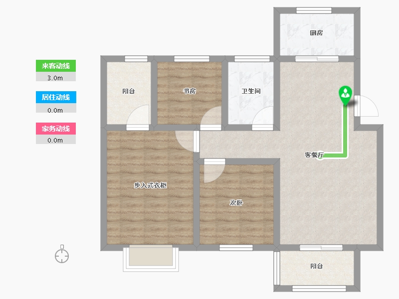 江苏省-扬州市-京华青庭-83.00-户型库-动静线