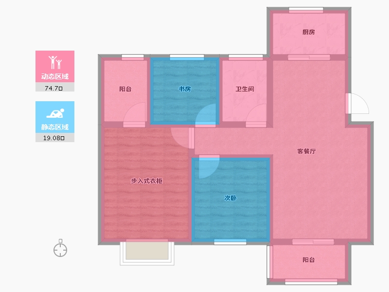 江苏省-扬州市-京华青庭-83.00-户型库-动静分区