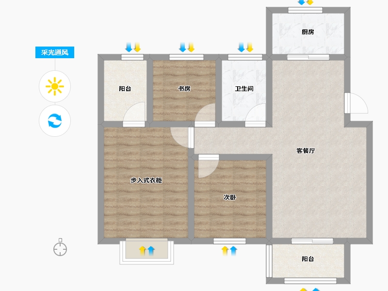 江苏省-扬州市-京华青庭-83.00-户型库-采光通风