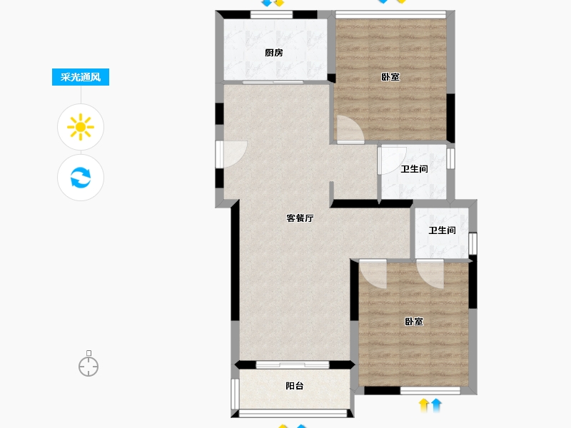 浙江省-温州市-中梁滨水嘉苑-82.00-户型库-采光通风