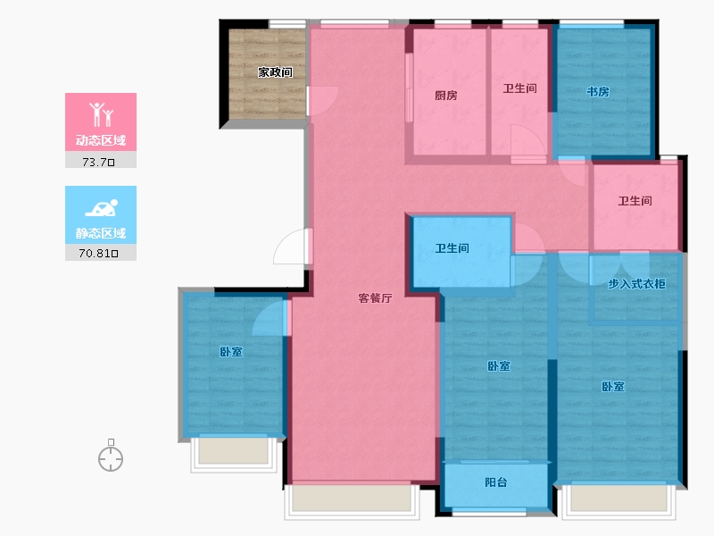 宁夏回族自治区-银川市-金域蓝湾·耀徕-135.00-户型库-动静分区