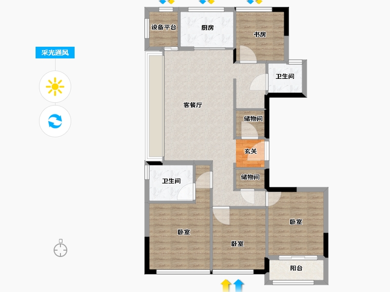 浙江省-湖州市-凤栖雲庐-105.92-户型库-采光通风