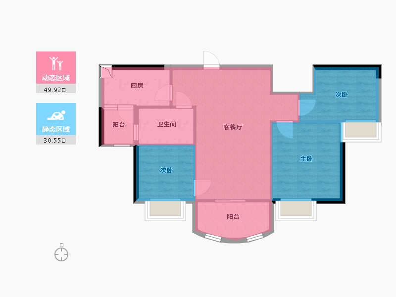 福建省-宁德市-宁德碧桂园天悦湾-73.00-户型库-动静分区