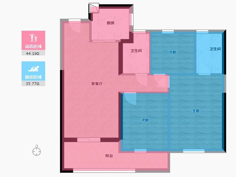 福建省-宁德市-三盛·璞悦山河-71.00-户型库-动静分区