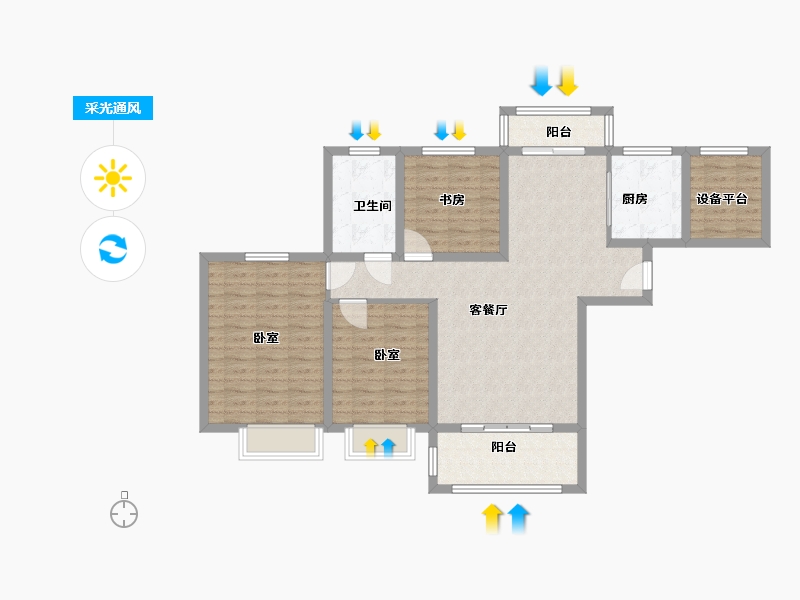 宁夏回族自治区-银川市-颐和香醍湾-99.00-户型库-采光通风