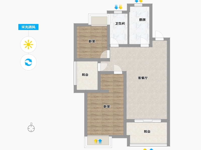 江苏省-苏州市-新城红树湾-70.00-户型库-采光通风