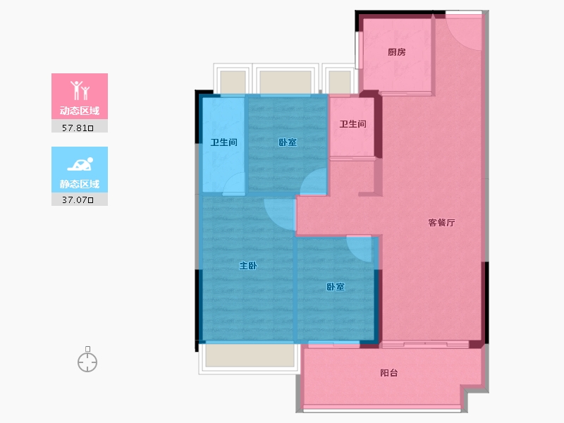 福建省-莆田市-碧桂园·天城-85.45-户型库-动静分区