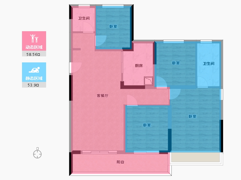 浙江省-杭州市-银城青山湖畔临枫园-100.44-户型库-动静分区