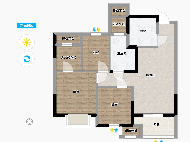 浙江省-嘉兴市-润泽华庭-61.59-户型库-采光通风