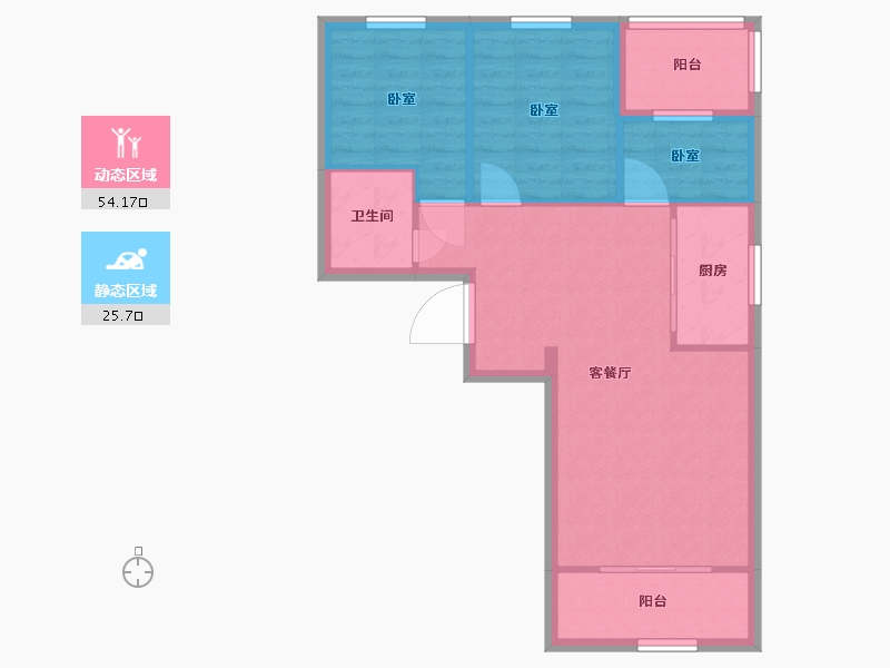 宁夏回族自治区-银川市-吉泰泰安世家-72.00-户型库-动静分区