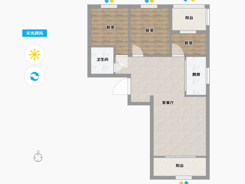 宁夏回族自治区-银川市-吉泰泰安世家-72.00-户型库-采光通风