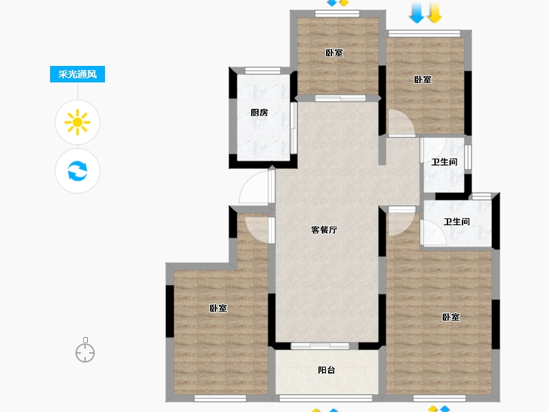 江苏省-镇江市-汇锦·学府家园-103.00-户型库-采光通风