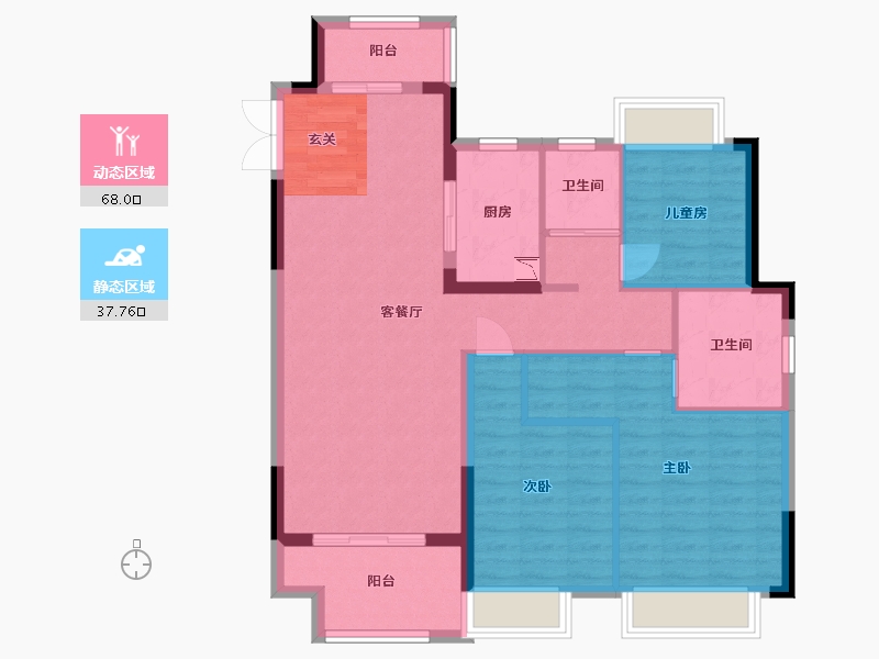 江西省-景德镇市-陶阳菁华轩-95.28-户型库-动静分区