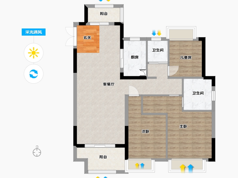 江西省-景德镇市-陶阳菁华轩-95.28-户型库-采光通风