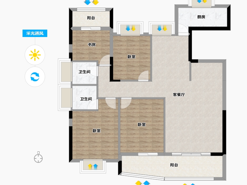 福建省-福州市-贵安新天地公寓-117.22-户型库-采光通风