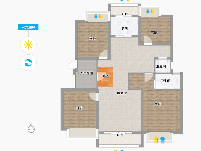 安徽省-阜阳市-纵联枫语墅-111.00-户型库-采光通风