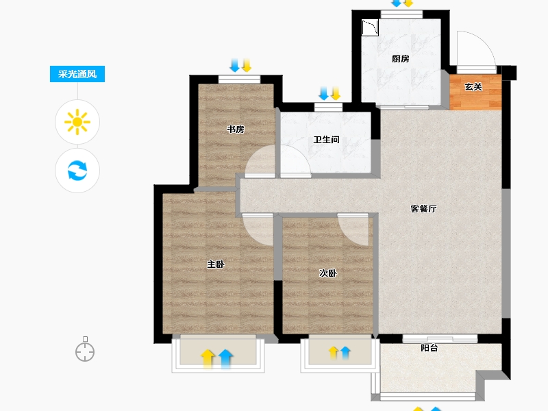 浙江省-台州市-博雅苑-69.77-户型库-采光通风