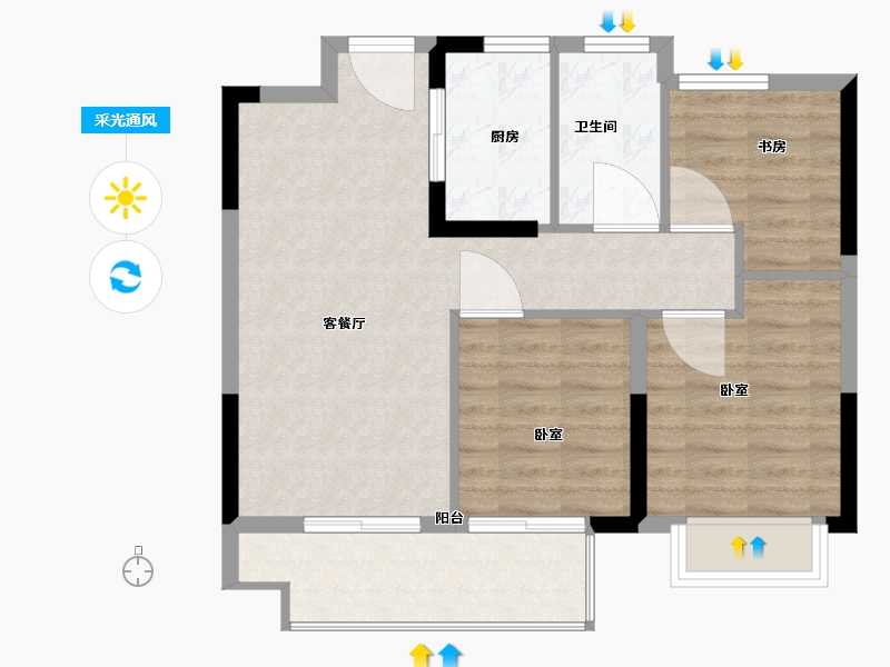 浙江省-宁波市-湖成大境-70.01-户型库-采光通风