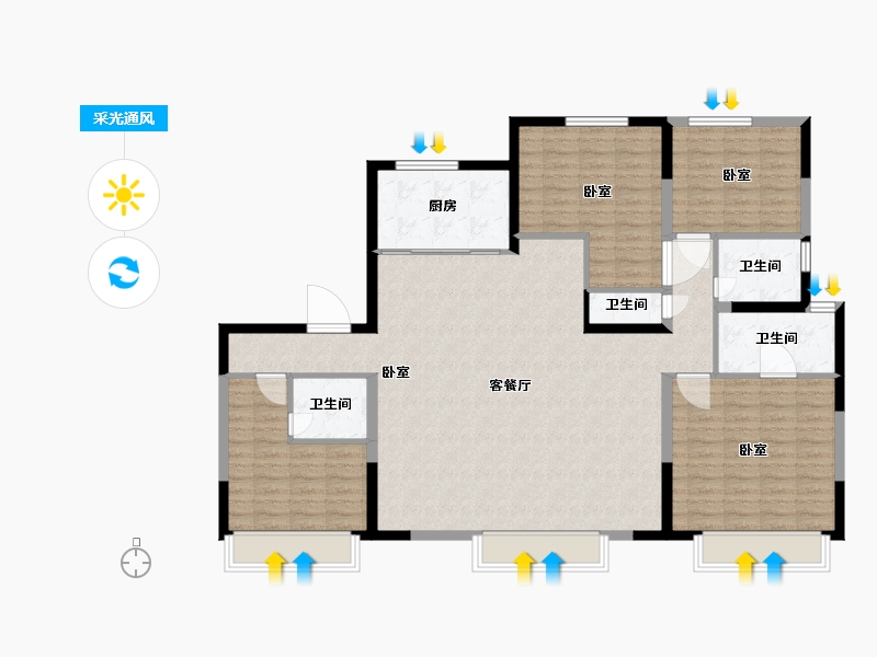 宁夏回族自治区-银川市-华远旭辉江南赋-138.00-户型库-采光通风