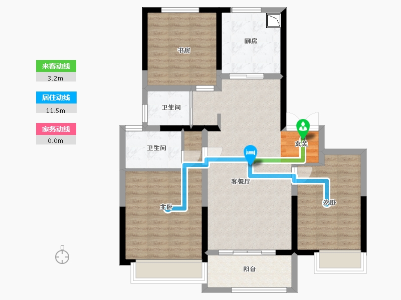 江苏省-淮安市-金海·铂樾-92.00-户型库-动静线