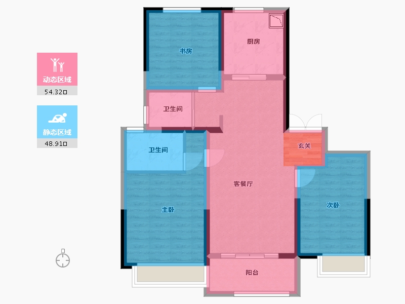 江苏省-淮安市-金海·铂樾-92.00-户型库-动静分区