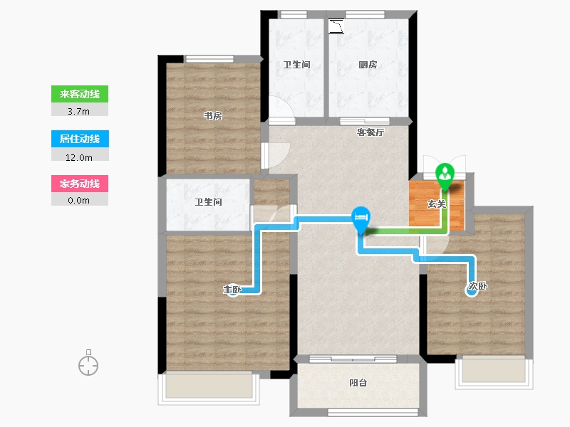 江苏省-淮安市-金海·铂樾-98.40-户型库-动静线