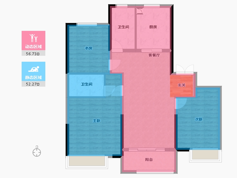 江苏省-淮安市-金海·铂樾-98.40-户型库-动静分区