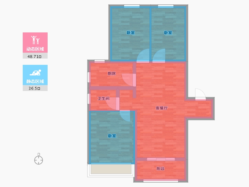 江苏省-扬州市-新能源·云潮望-76.00-户型库-动静分区