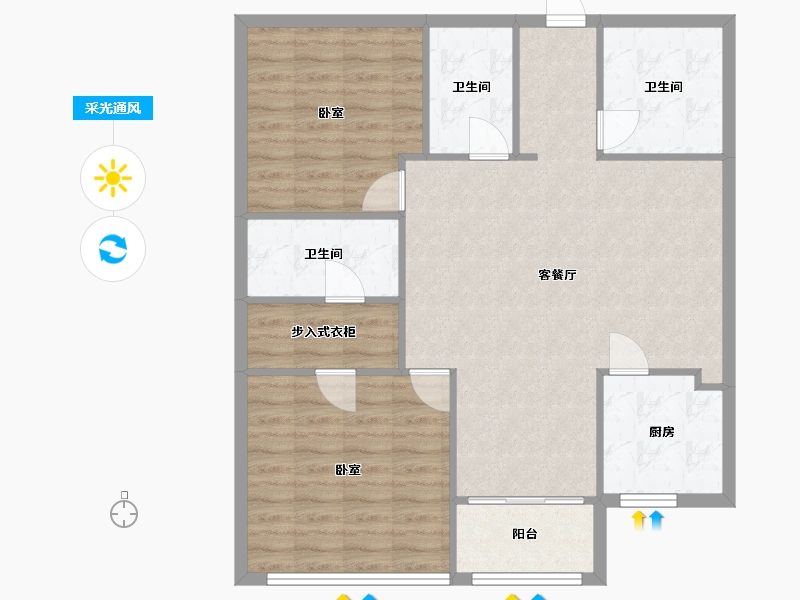 浙江省-杭州市-世茂天玑-95.44-户型库-采光通风