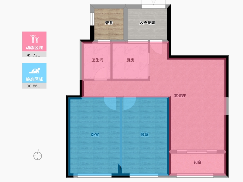 福建省-福州市-贵安新天地公寓-74.48-户型库-动静分区