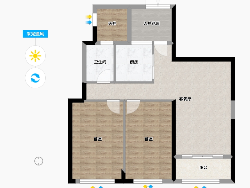 福建省-福州市-贵安新天地公寓-74.48-户型库-采光通风