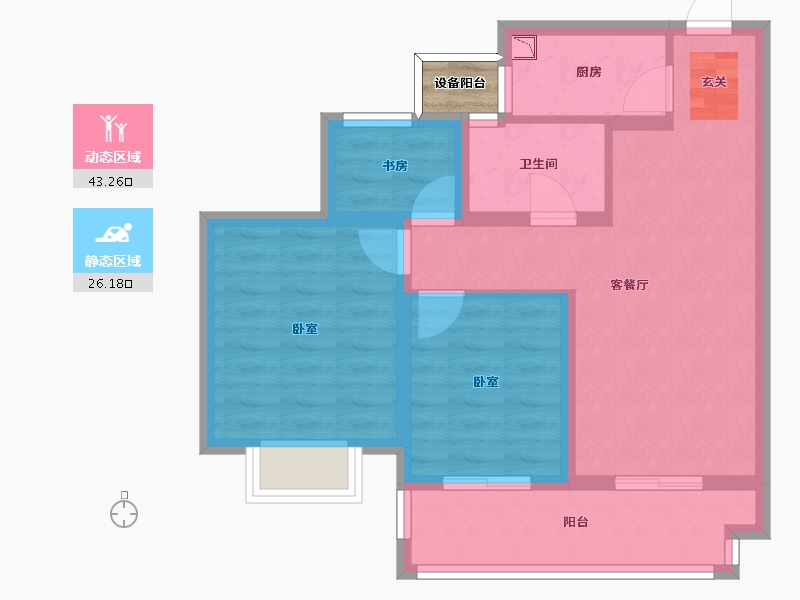 浙江省-宁波市-融创杭州湾壹号-61.99-户型库-动静分区