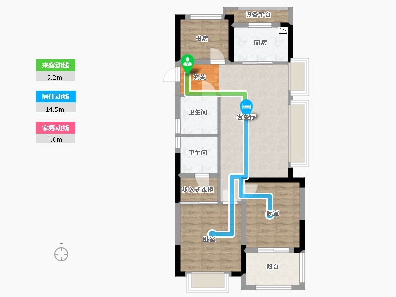 浙江省-宁波市-涌潮印-75.99-户型库-动静线