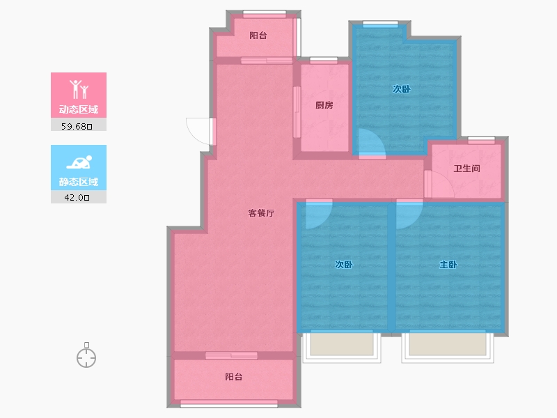 江苏省-扬州市-香茗湖1号-90.00-户型库-动静分区