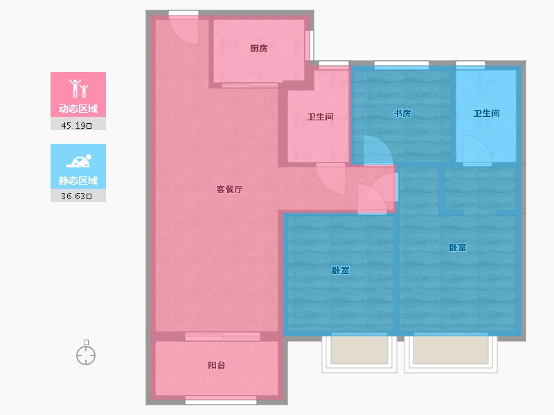 浙江省-杭州市-开元万科新都会-73.21-户型库-动静分区