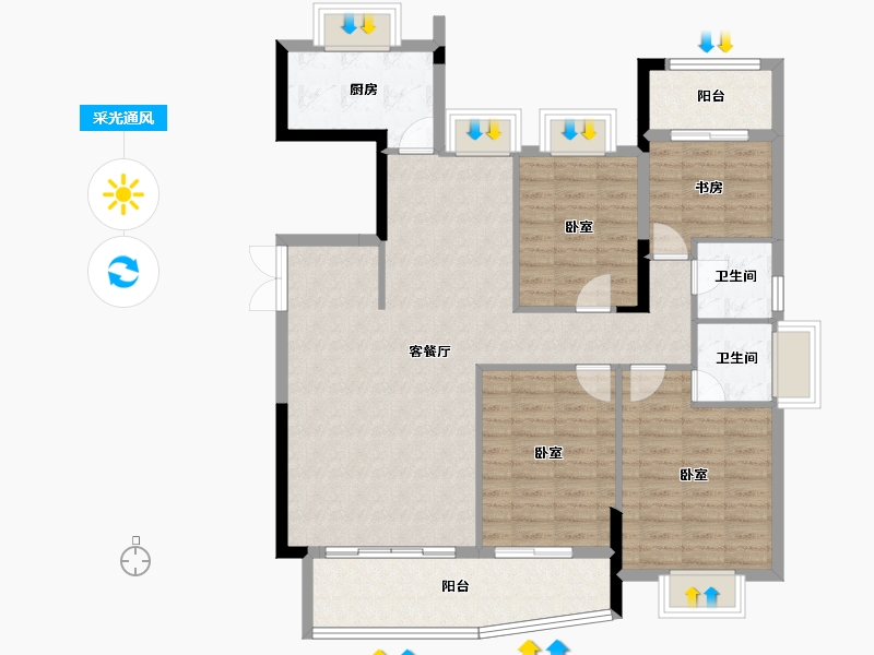 福建省-福州市-贵安新天地公寓-114.00-户型库-采光通风