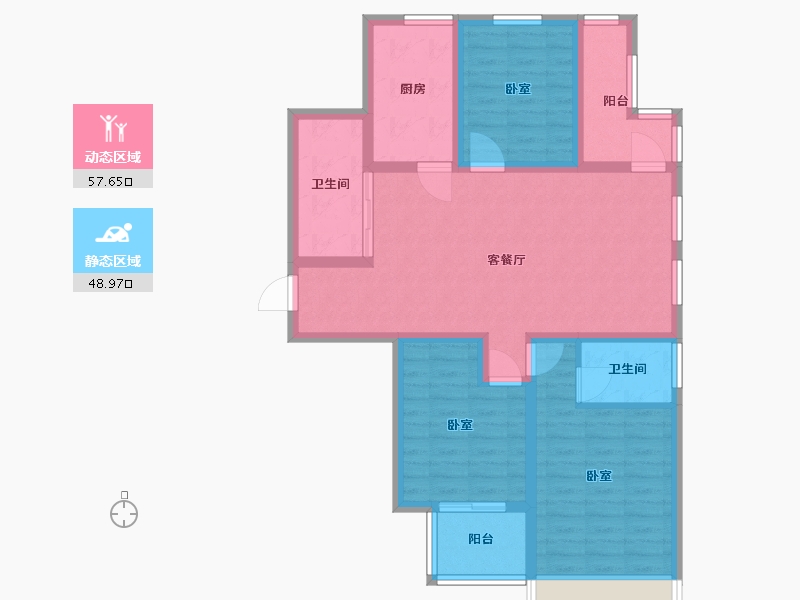 浙江省-宁波市-乐江名庭-94.46-户型库-动静分区