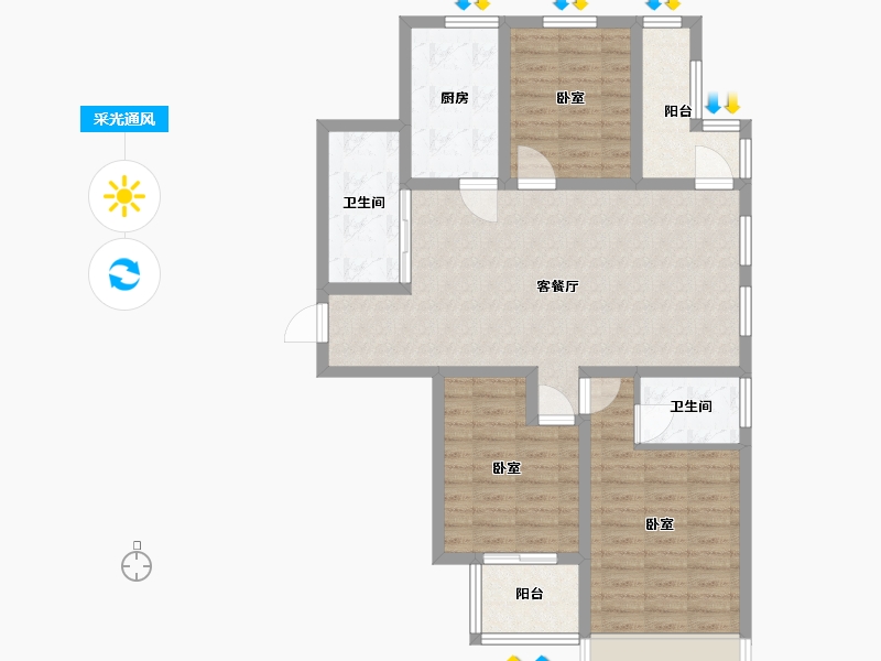 浙江省-宁波市-乐江名庭-94.46-户型库-采光通风