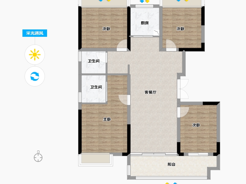 江苏省-徐州市-蓝光锦澜府-111.80-户型库-采光通风