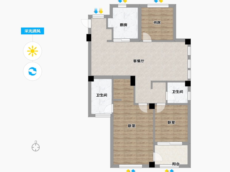 福建省-福州市-三盛国际公园香樟里-78.00-户型库-采光通风