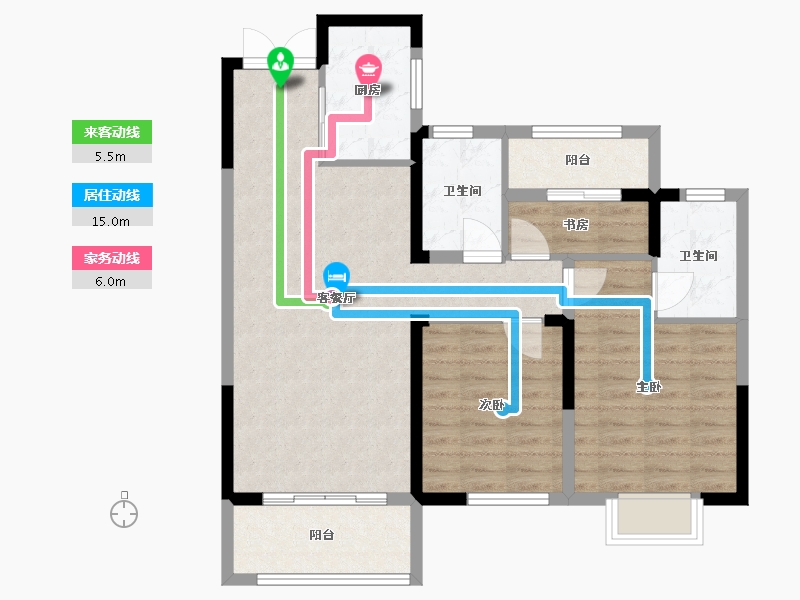 江苏省-泰州市-金通芙蓉园-84.00-户型库-动静线