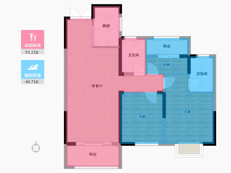 江苏省-泰州市-金通芙蓉园-84.00-户型库-动静分区