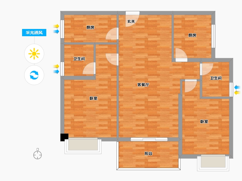 福建省-漳州市-领秀侨城-92.47-户型库-采光通风