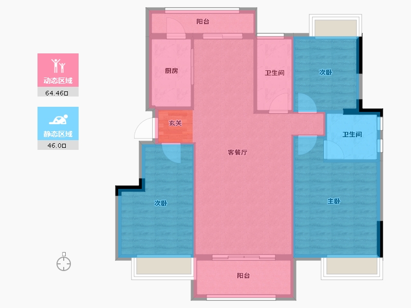 安徽省-阜阳市-成美·翡翠公馆-101.00-户型库-动静分区