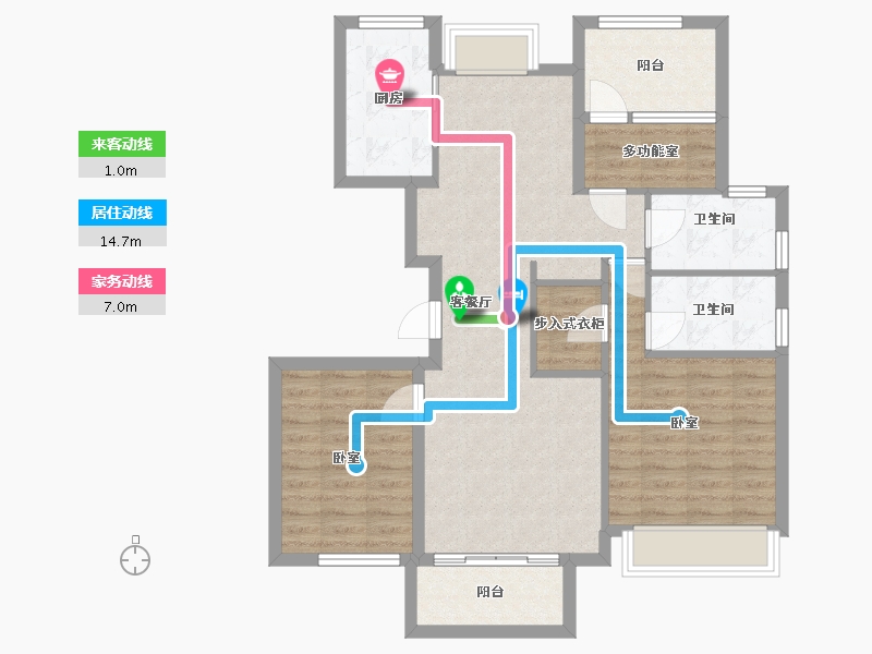 浙江省-杭州市-德信阳光城云溪洋房-87.79-户型库-动静线