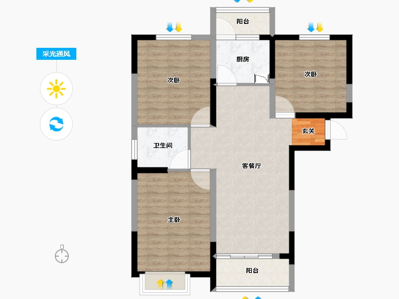 安徽省-阜阳市-天英·文鼎苑-88.01-户型库-采光通风