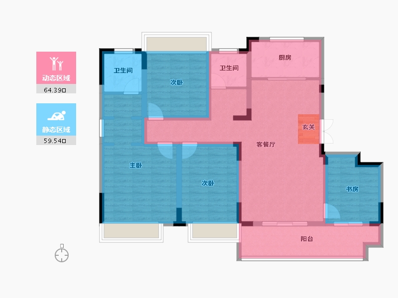 安徽省-阜阳市-锦华桃园里-110.00-户型库-动静分区