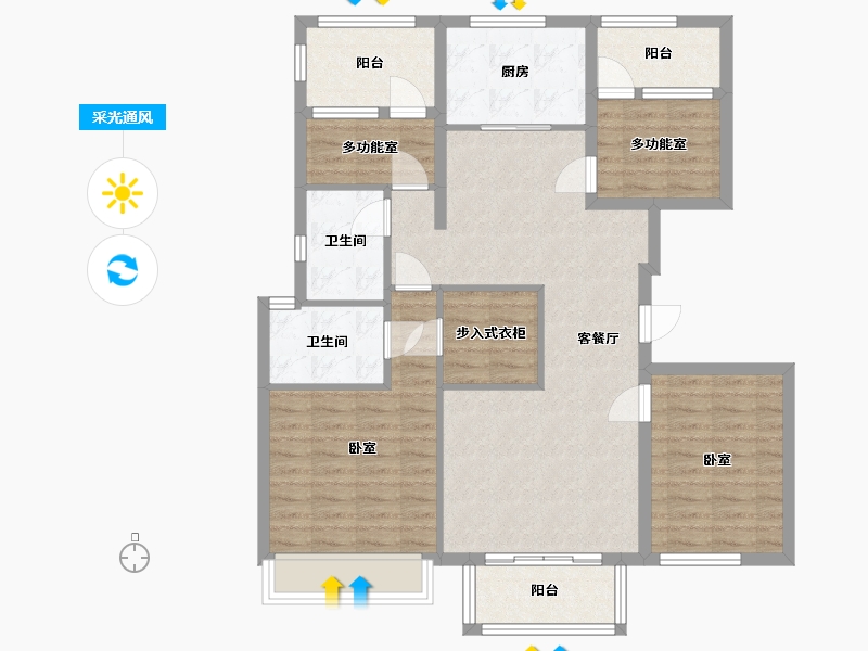 浙江省-杭州市-德信阳光城云溪洋房-102.14-户型库-采光通风