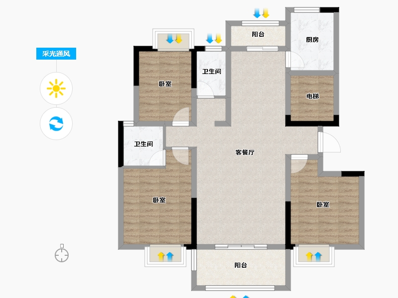 江西省-景德镇市-阳光·森林壹号-102.54-户型库-采光通风